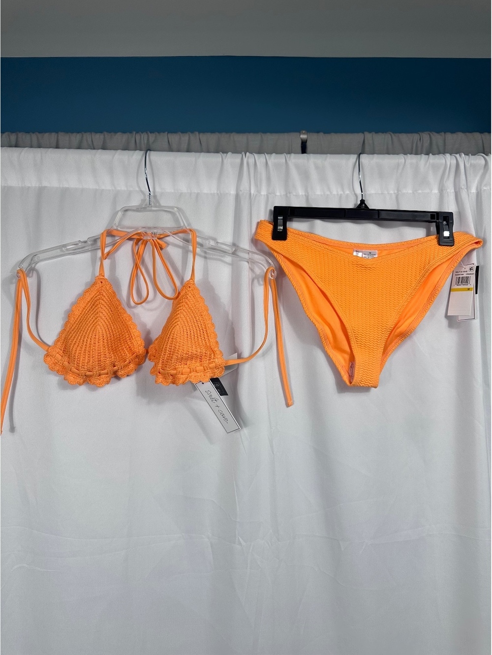 Salt + Cove Orange Crochet Trim Bikini Set Size M
